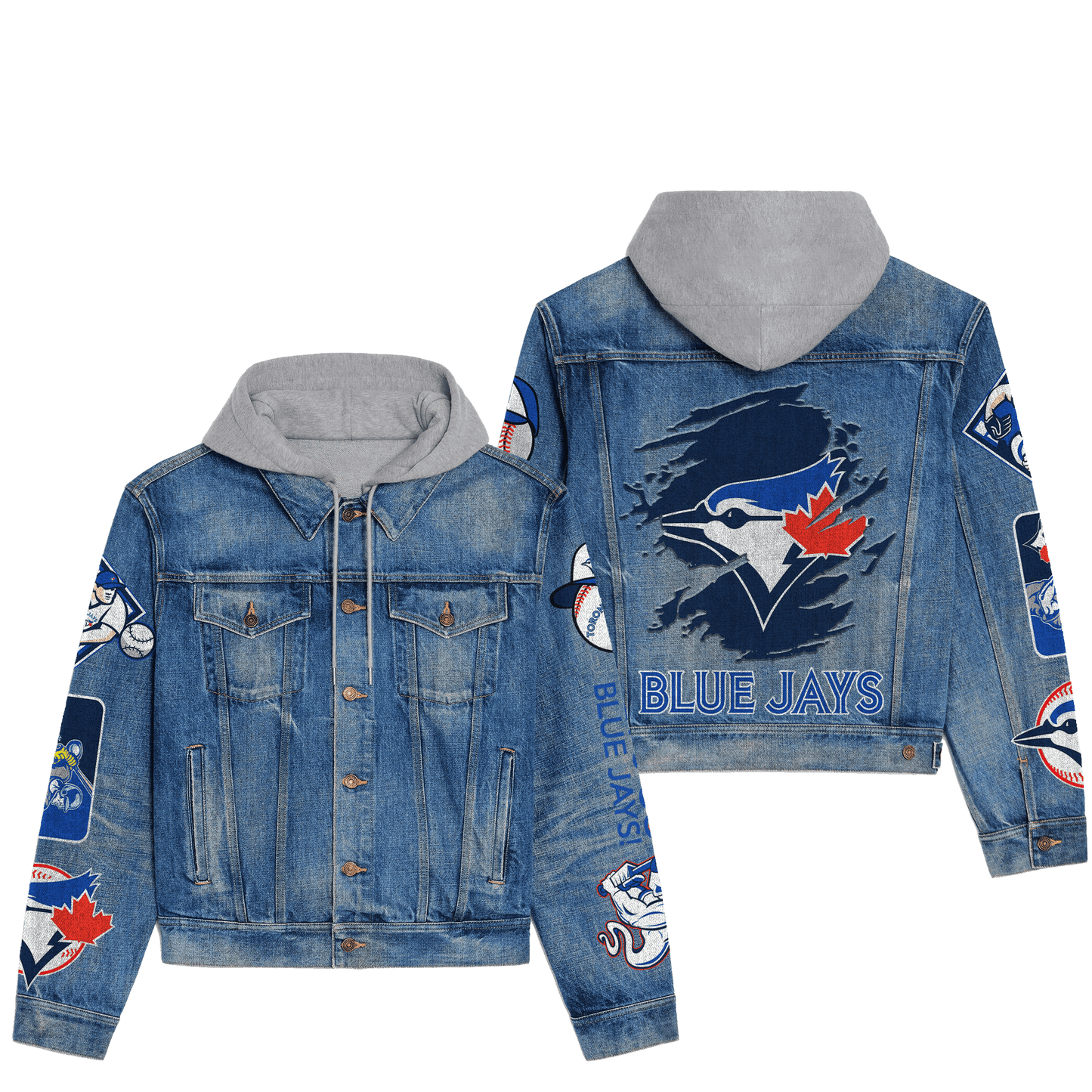 Toronto Blue Jays Premium Hooded Denim Jacket New Collection AZBTHDJ000573