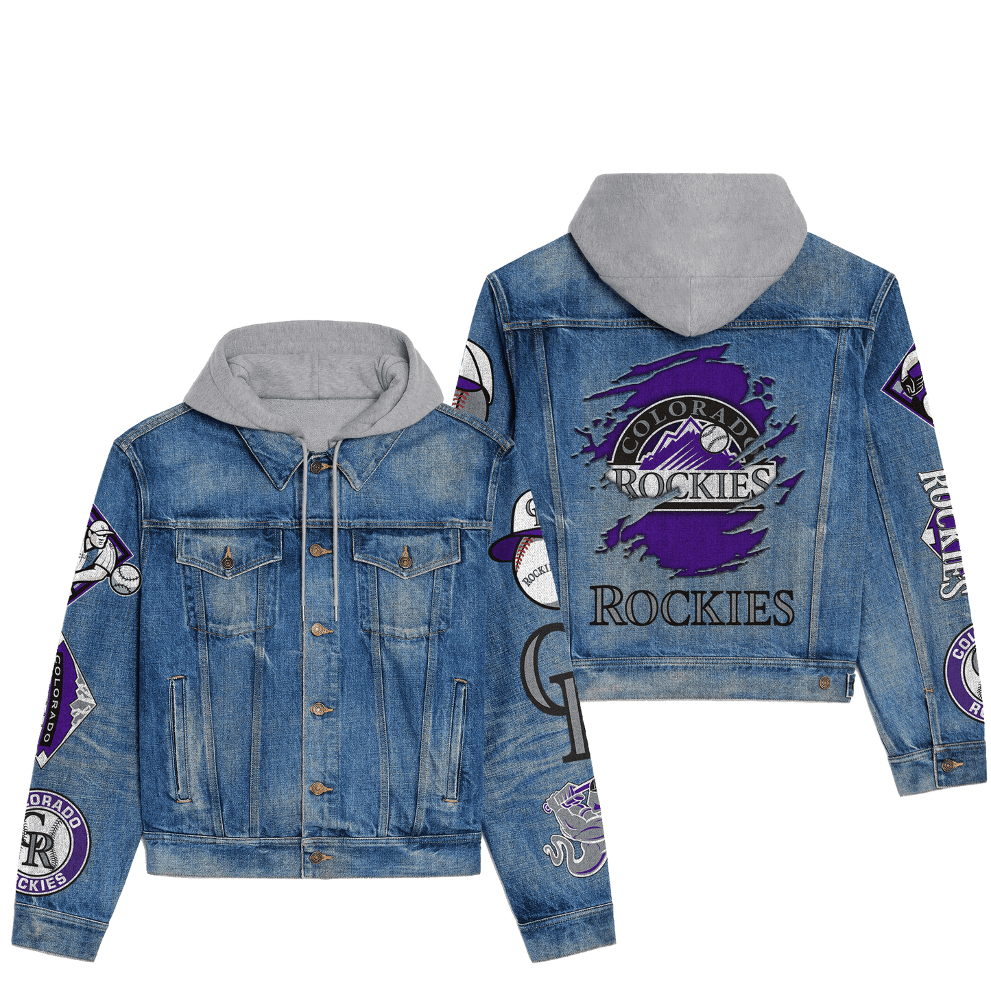 Colorado Rockies Premium Hooded Denim Jacket New Collection AZBTHDJ000575