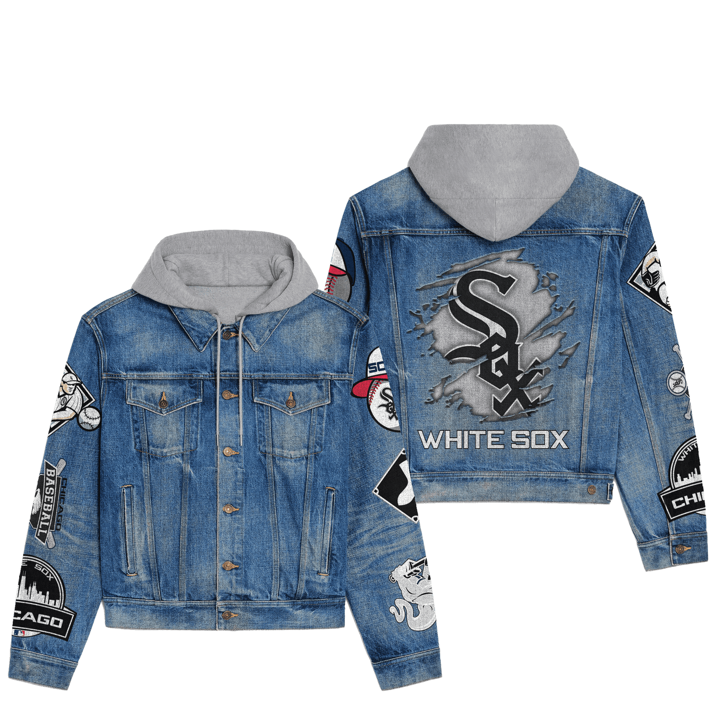 Chicago White Sox Premium Hooded Denim Jacket New Collection AZBTHDJ000576