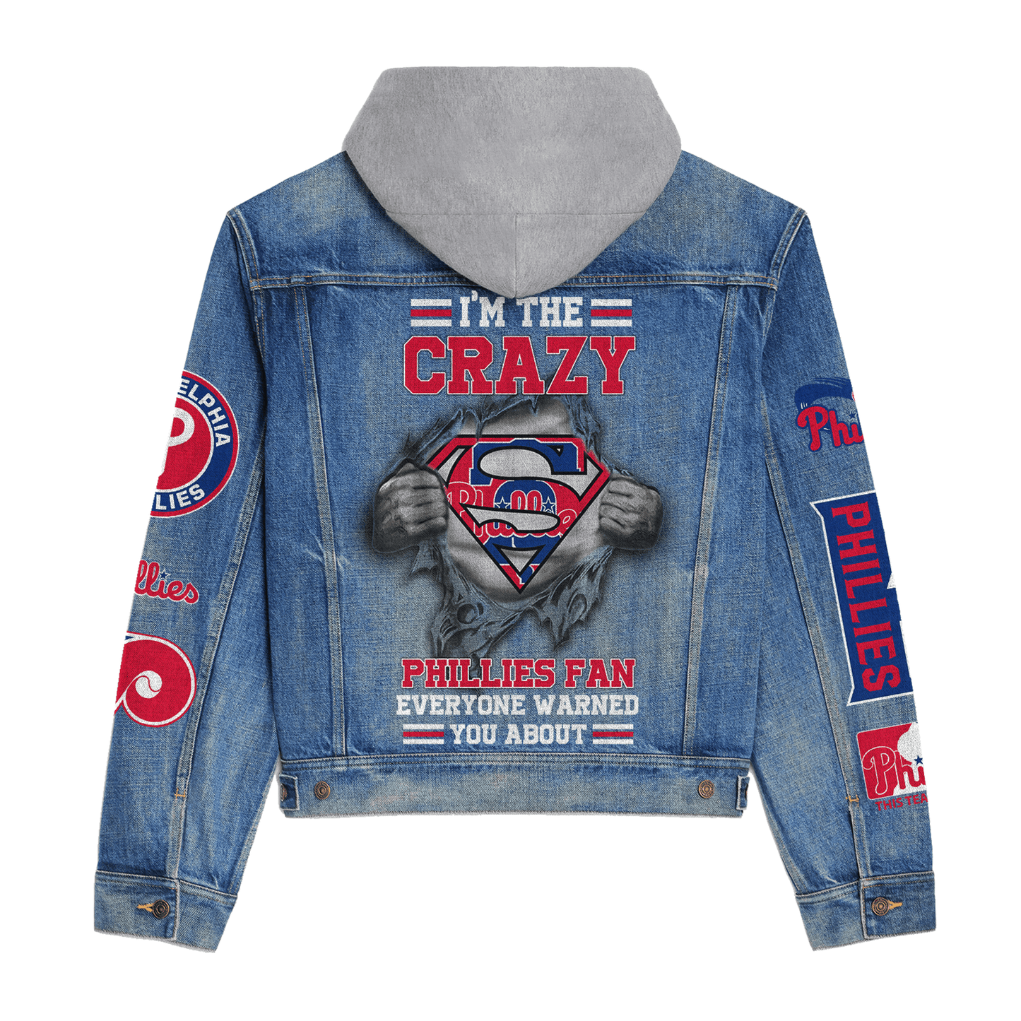 Phidelphia Phillies Premium Hooded Denim Jacket New Collection AZBTHDJ000577