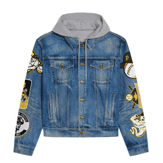 Pittsburgh Pirates Premium Hooded Denim Jacket New Collection AZBTHDJ000580