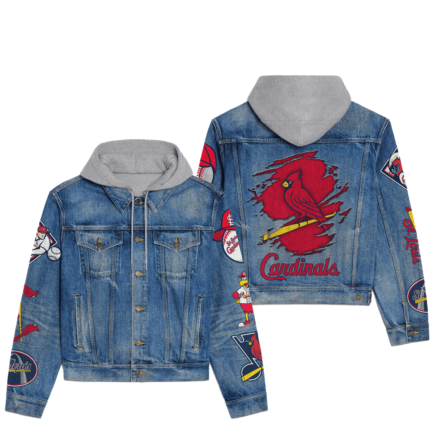 St. Louis Cardinals Premium Hooded Denim Jacket New Collection AZBTHDJ000581