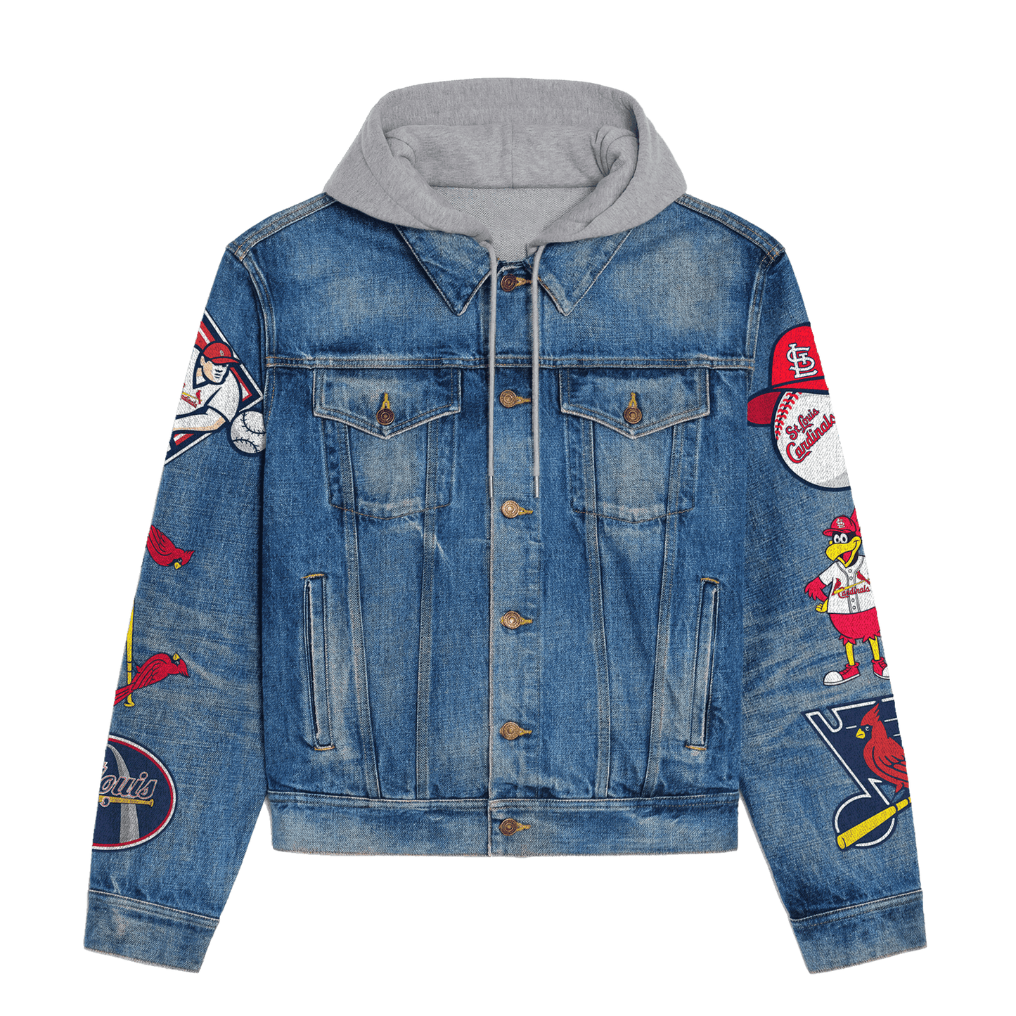 St. Louis Cardinals Premium Hooded Denim Jacket New Collection AZBTHDJ000581