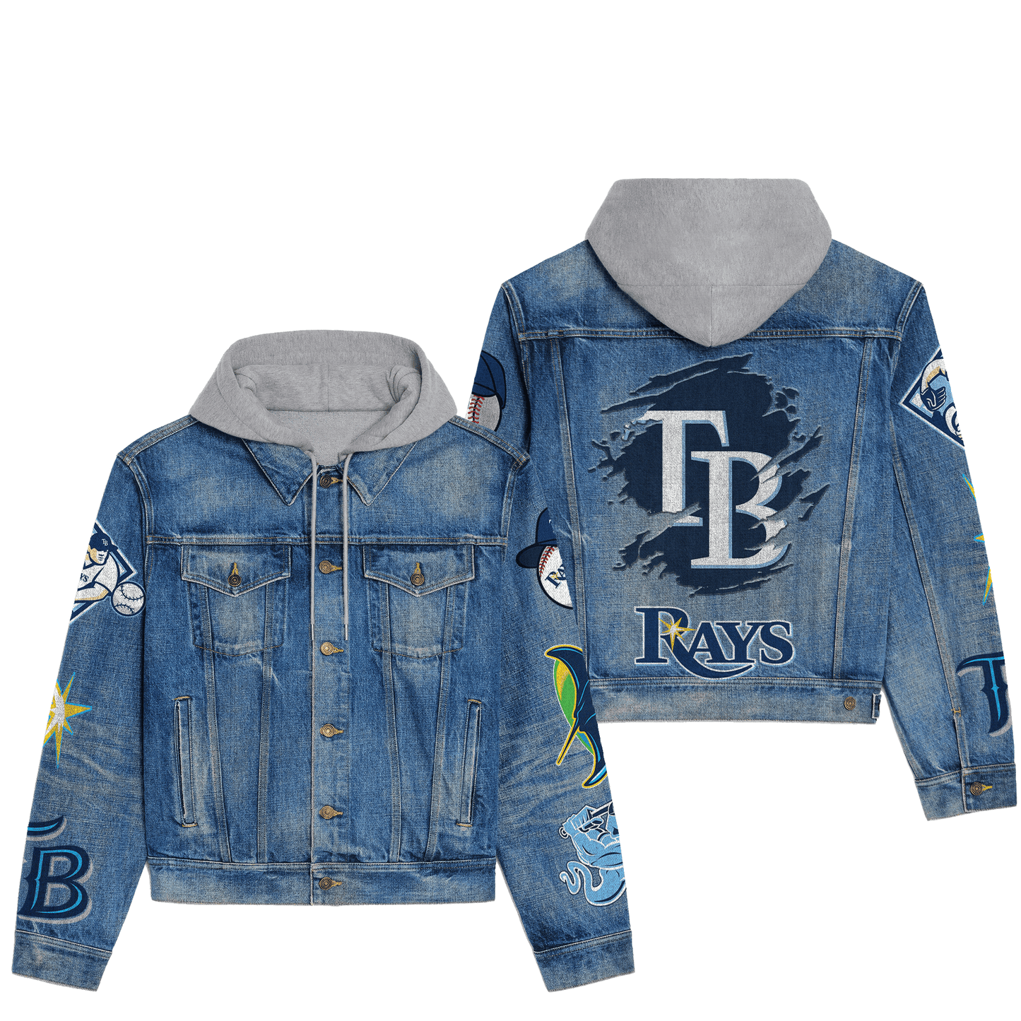 Tampa Bay Rays Premium Hooded Denim Jacket New Collection AZBTHDJ000595