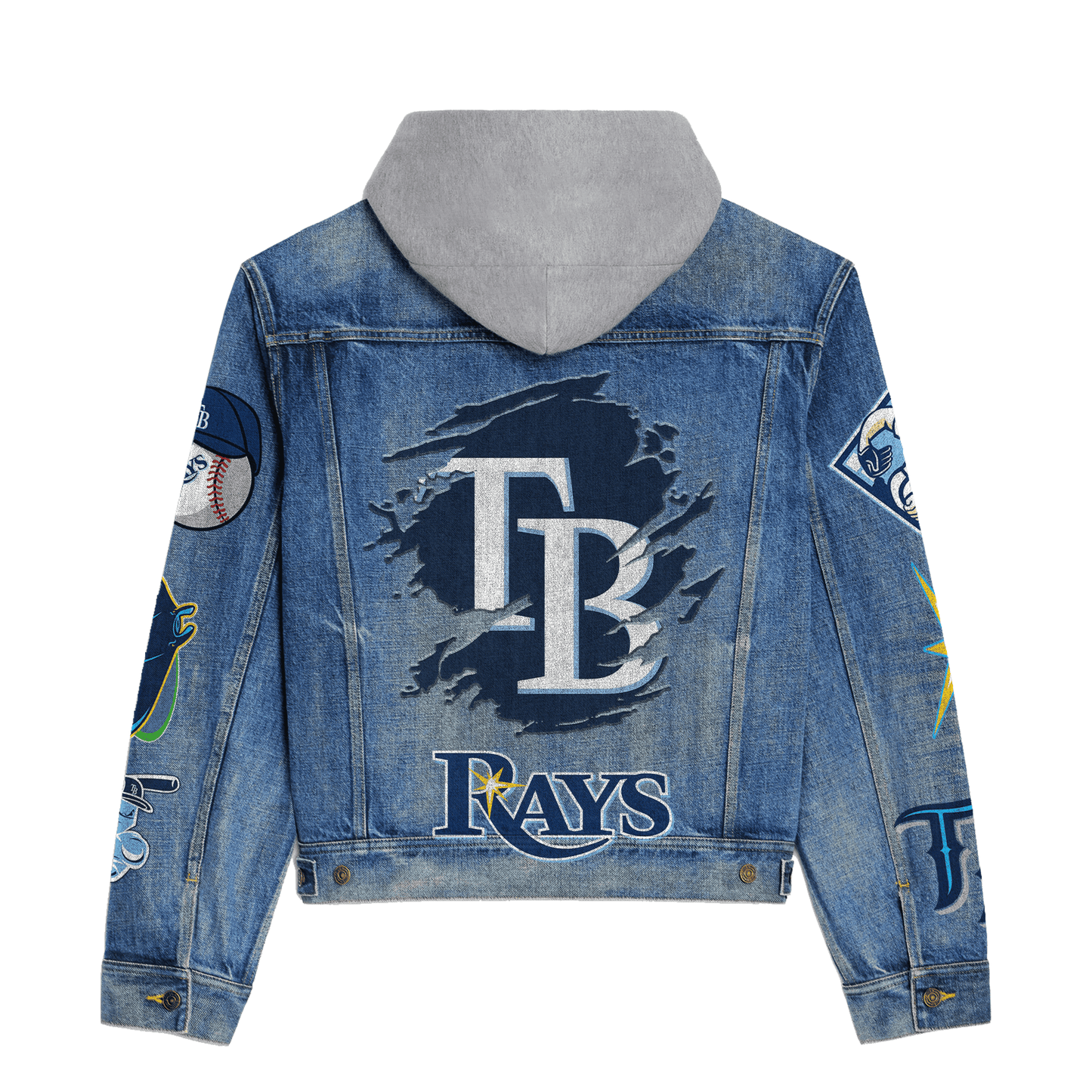 Tampa Bay Rays Premium Hooded Denim Jacket New Collection AZBTHDJ000595