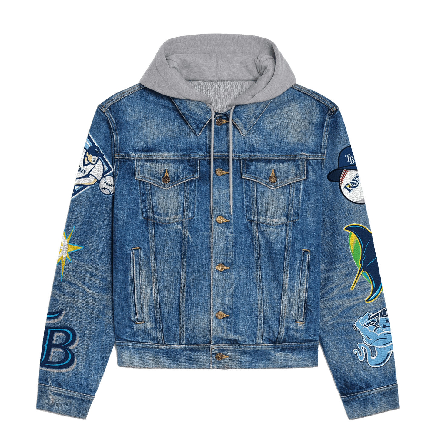 Tampa Bay Rays Premium Hooded Denim Jacket New Collection AZBTHDJ000595