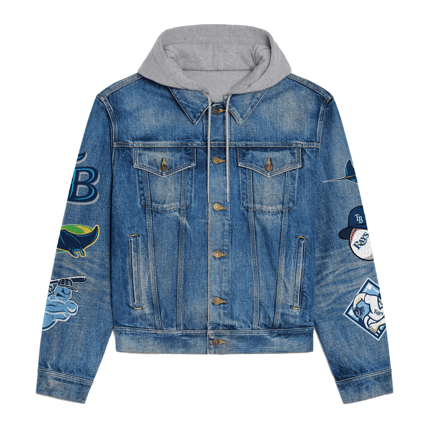 Tampa Bay Rays Premium Hooded Denim Jacket New Collection AZBTHDJ000583