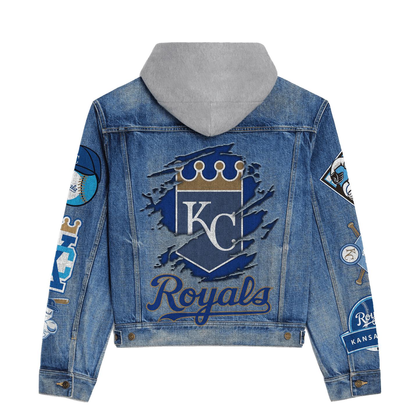 Kansas City Royals Premium Hooded Denim Jacket New Collection AZBTHDJ000596