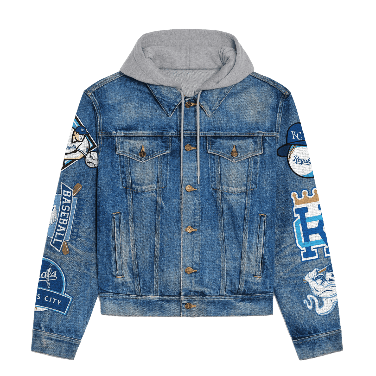 Kansas City Royals Premium Hooded Denim Jacket New Collection AZBTHDJ000596
