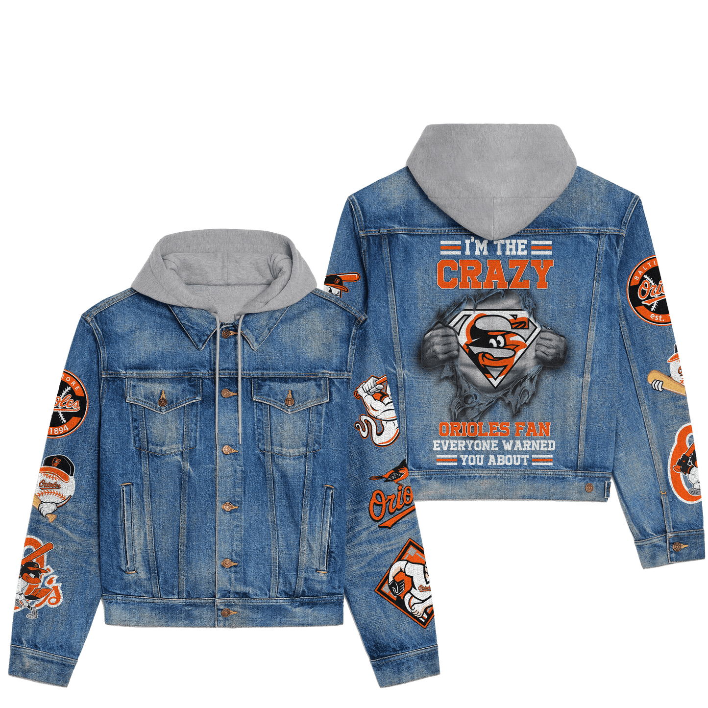 Baltimore Orioles Premium Hooded Denim Jacket New Collection AZBTHDJ000604