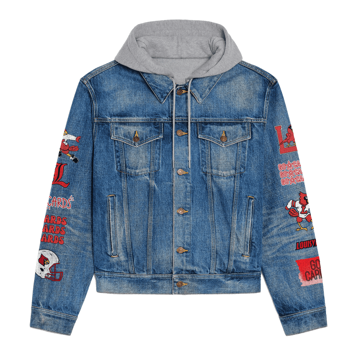 Louisville Cardinals Premium Hooded Denim Jacket New Collection AZBTHDJ000446
