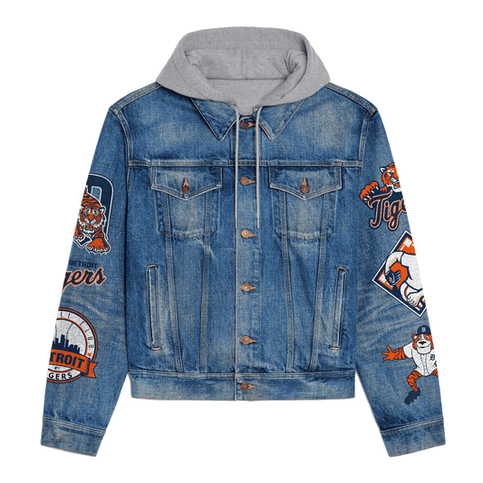 Detroit Tigers Premium Hooded Denim Jacket New Collection AZBTHDJ000606