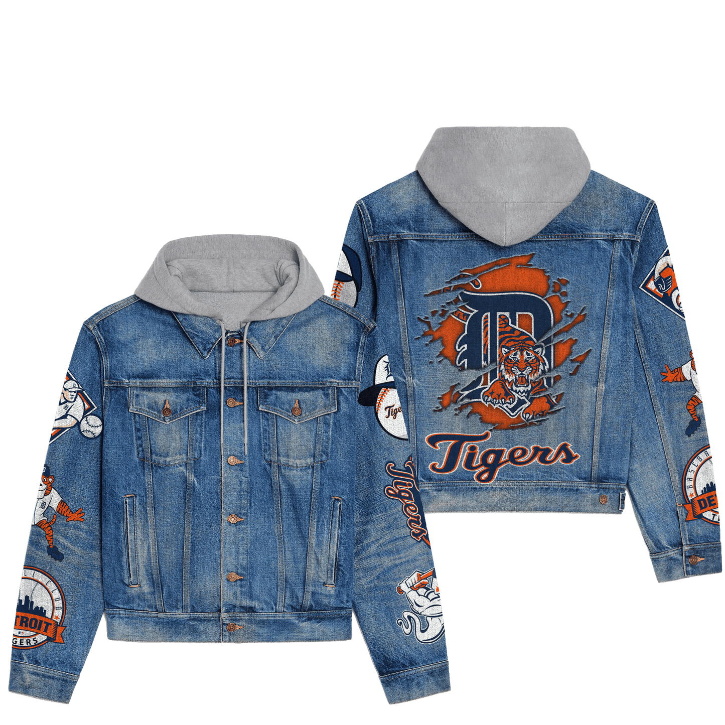 Detroit Tigers Premium Hooded Denim Jacket New Collection AZBTHDJ000606