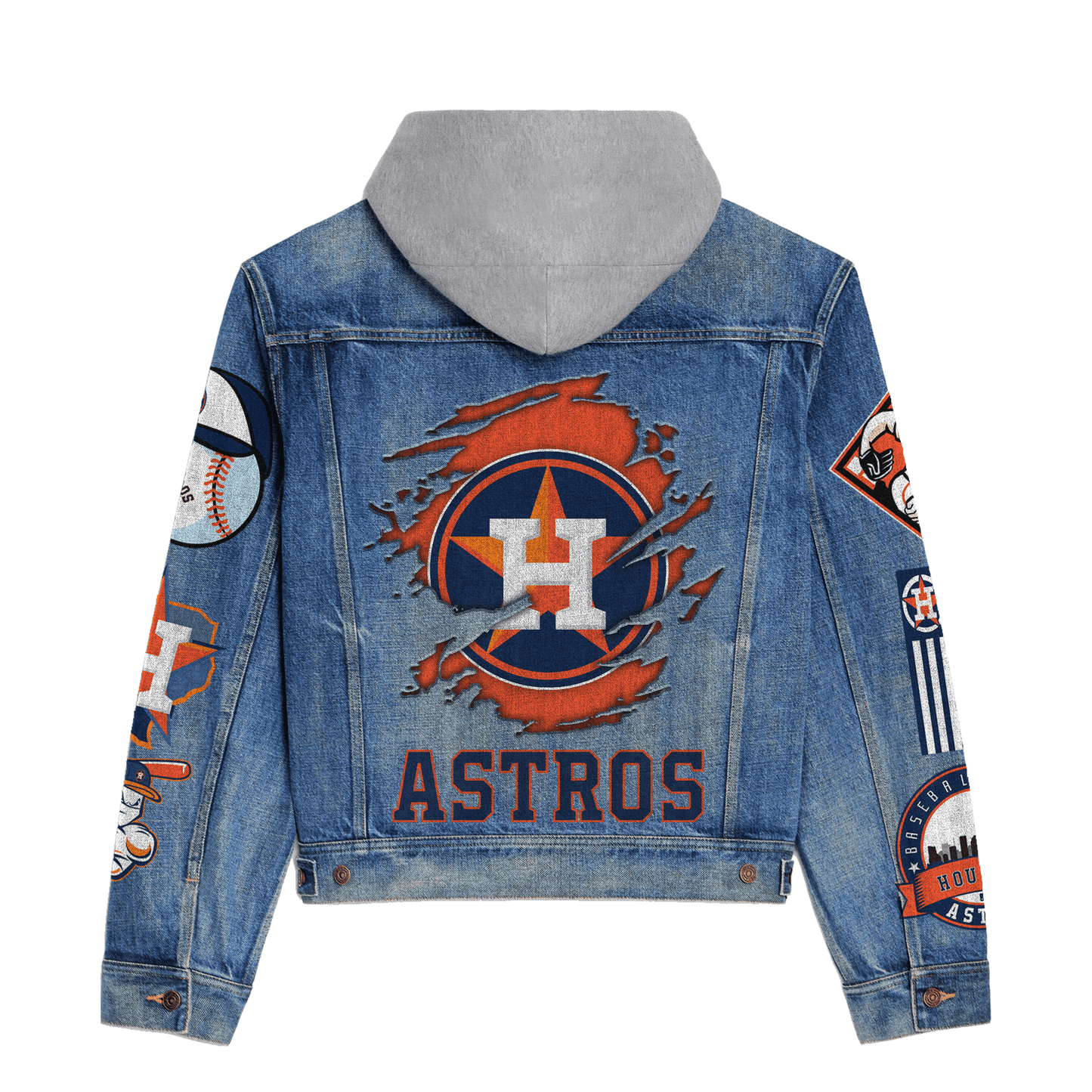 Houston Astros Premium Hooded Denim Jacket New Collection AZBTHDJ000597