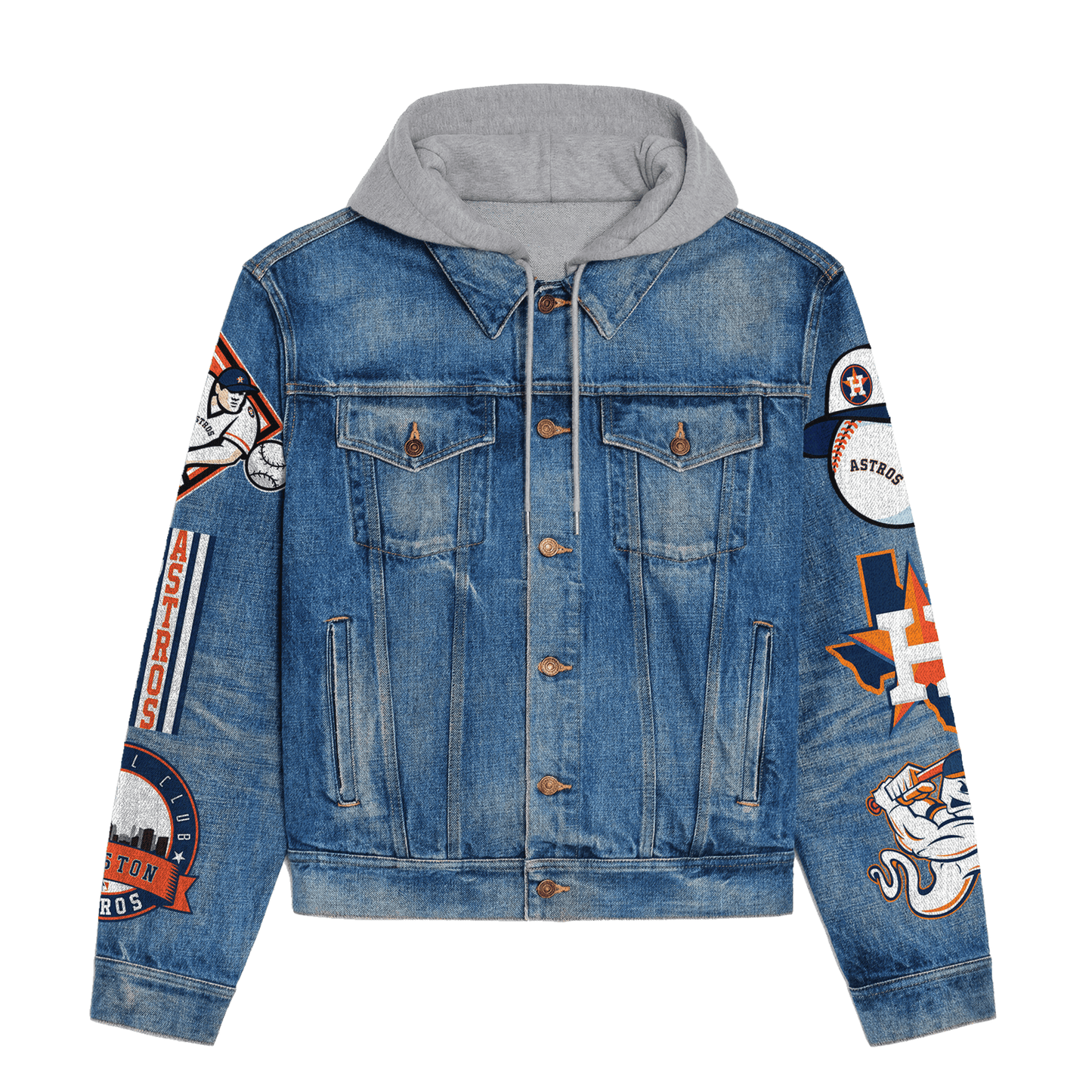 Houston Astros Premium Hooded Denim Jacket New Collection AZBTHDJ000597