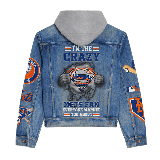 New York Mets Premium Hooded Denim Jacket New Collection AZBTHDJ000598