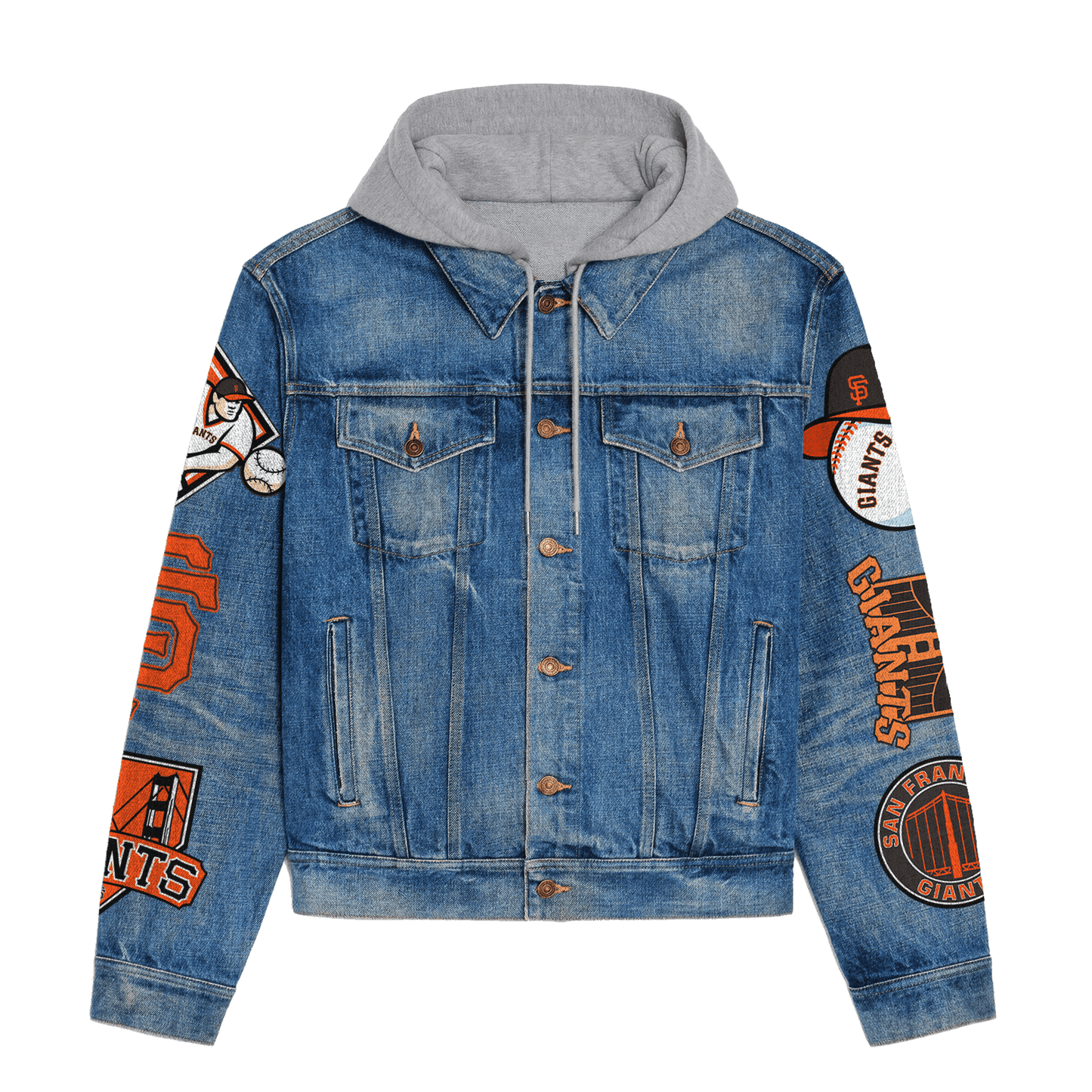 San Francisco Giants Premium Hooded Denim Jacket New Collection AZBTHDJ000600