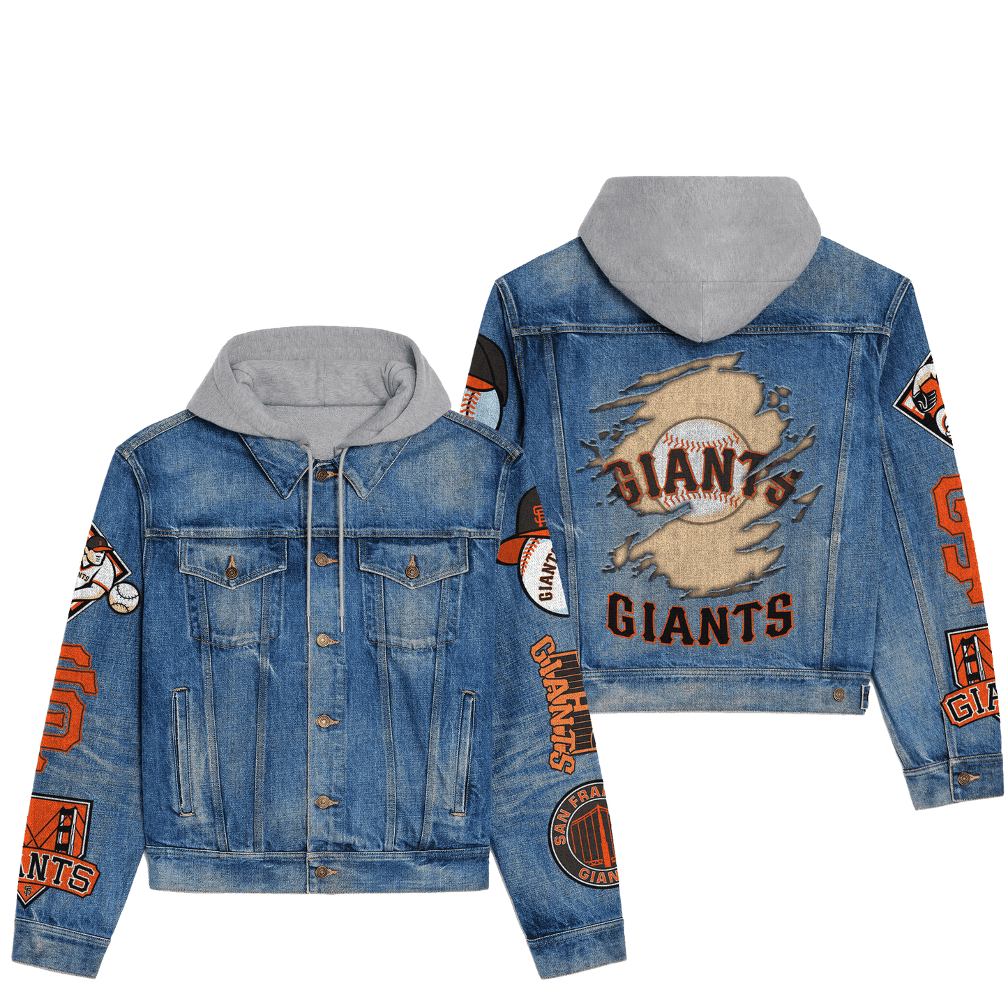 San Francisco Giants Premium Hooded Denim Jacket New Collection AZBTHDJ000600