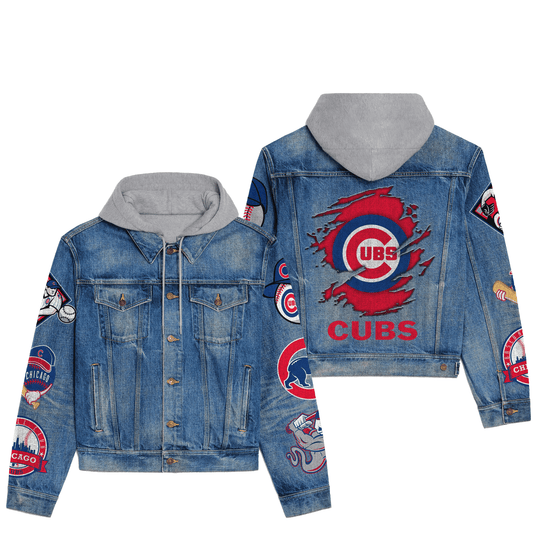 Chicago Cubs Premium Hooded Denim Jacket New Collection AZBTHDJ000602