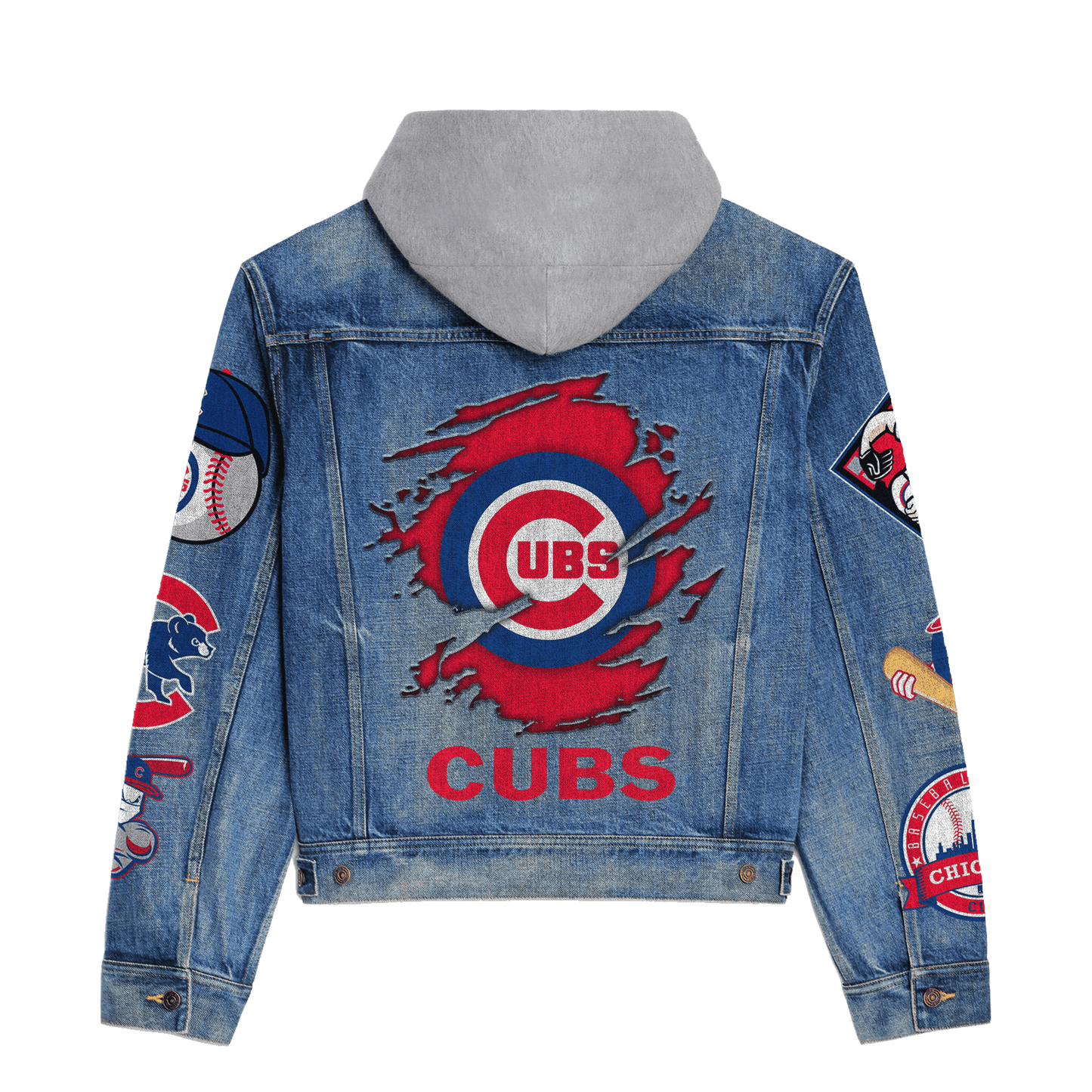 Chicago Cubs Premium Hooded Denim Jacket New Collection AZBTHDJ000602