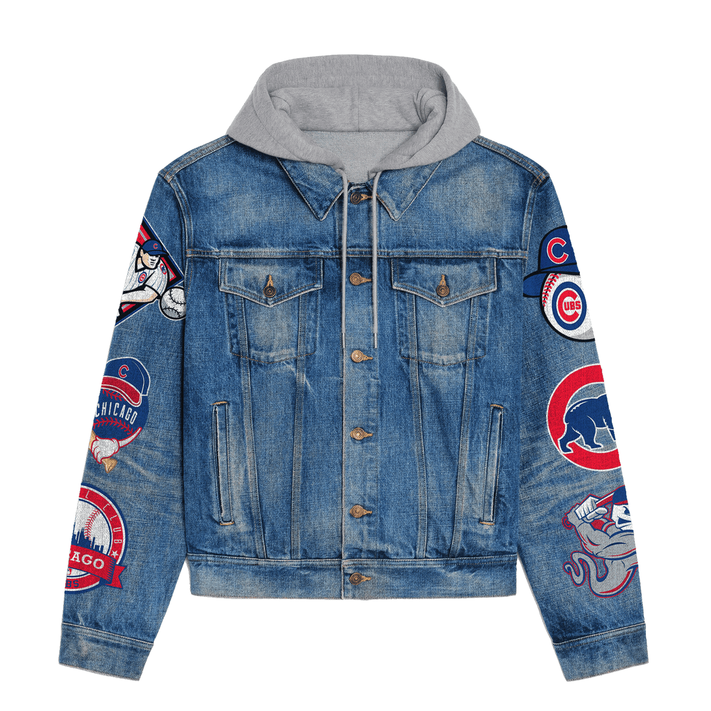 Chicago Cubs Premium Hooded Denim Jacket New Collection AZBTHDJ000602