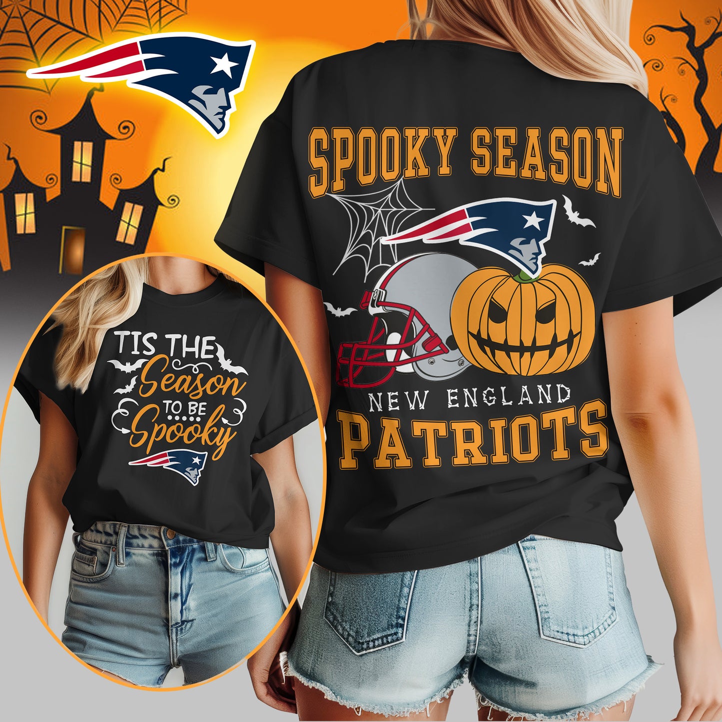 New England Patriots x Halloween Custom 3D T-Shirt NA121