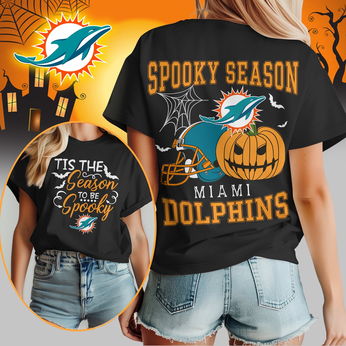 Miami Dolphins x Halloween Custom 3D T-Shirt NA118