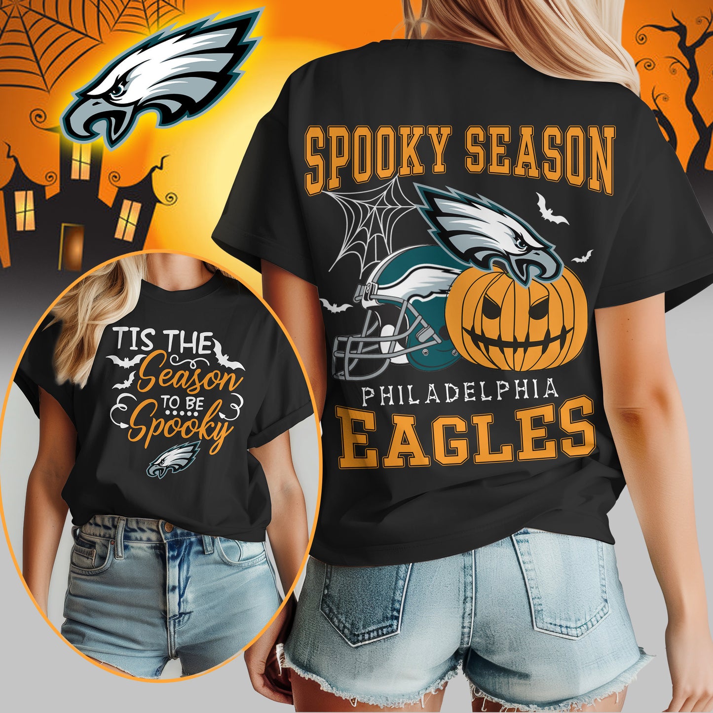 Philadelphia Eagles x Halloween Custom 3D T-Shirt NA123