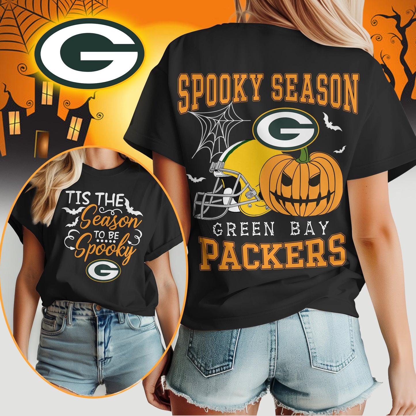 Green Bay Packers x Halloween Custom 3D T-Shirt NA113