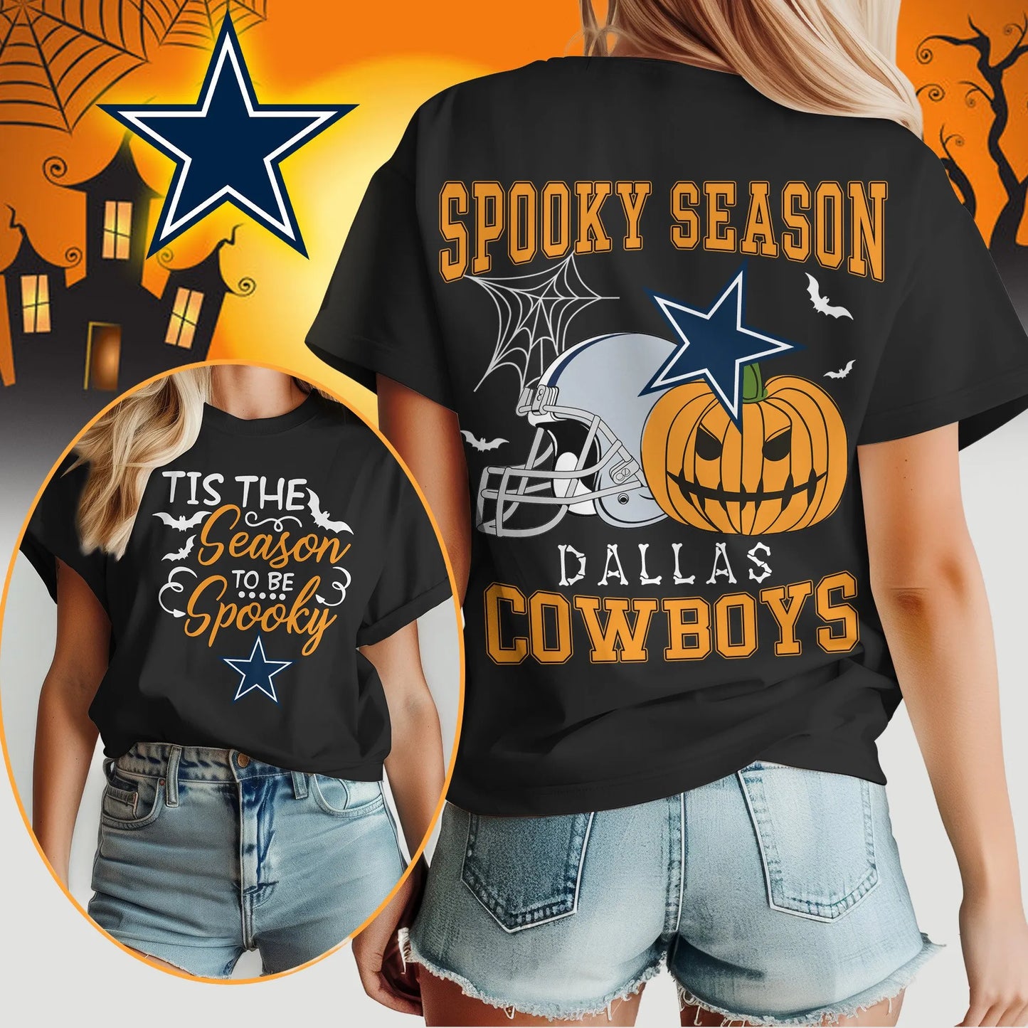 Dallas Cowboys x Halloween Custom 3D T-Shirt NA108