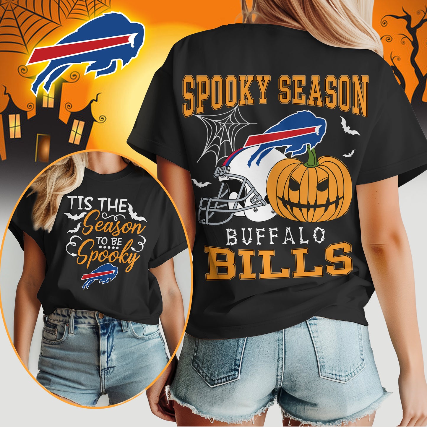 Buffalo Bills x Halloween Custom 3D T-Shirt NA102