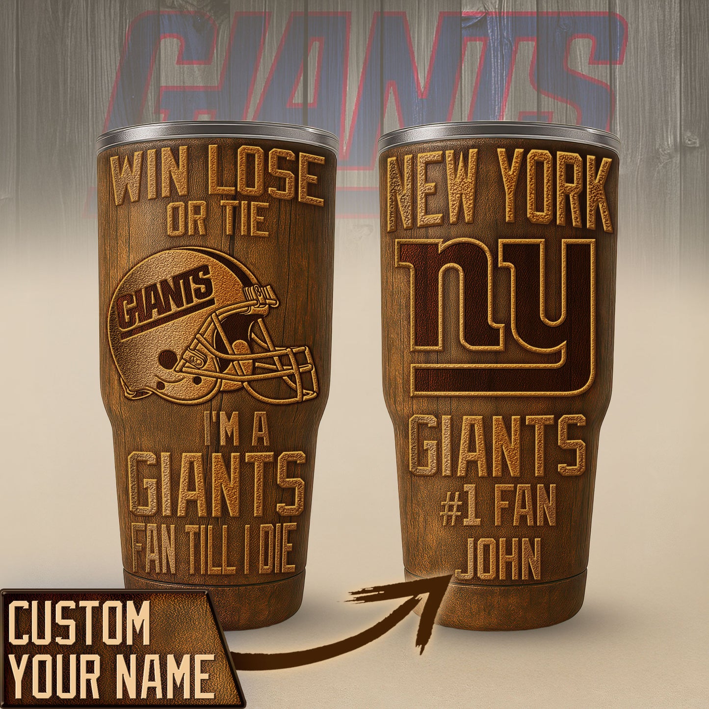 New York Giants Premium Tumbler 30oz TD Gifts For Fans AZBTTB30OZ000001