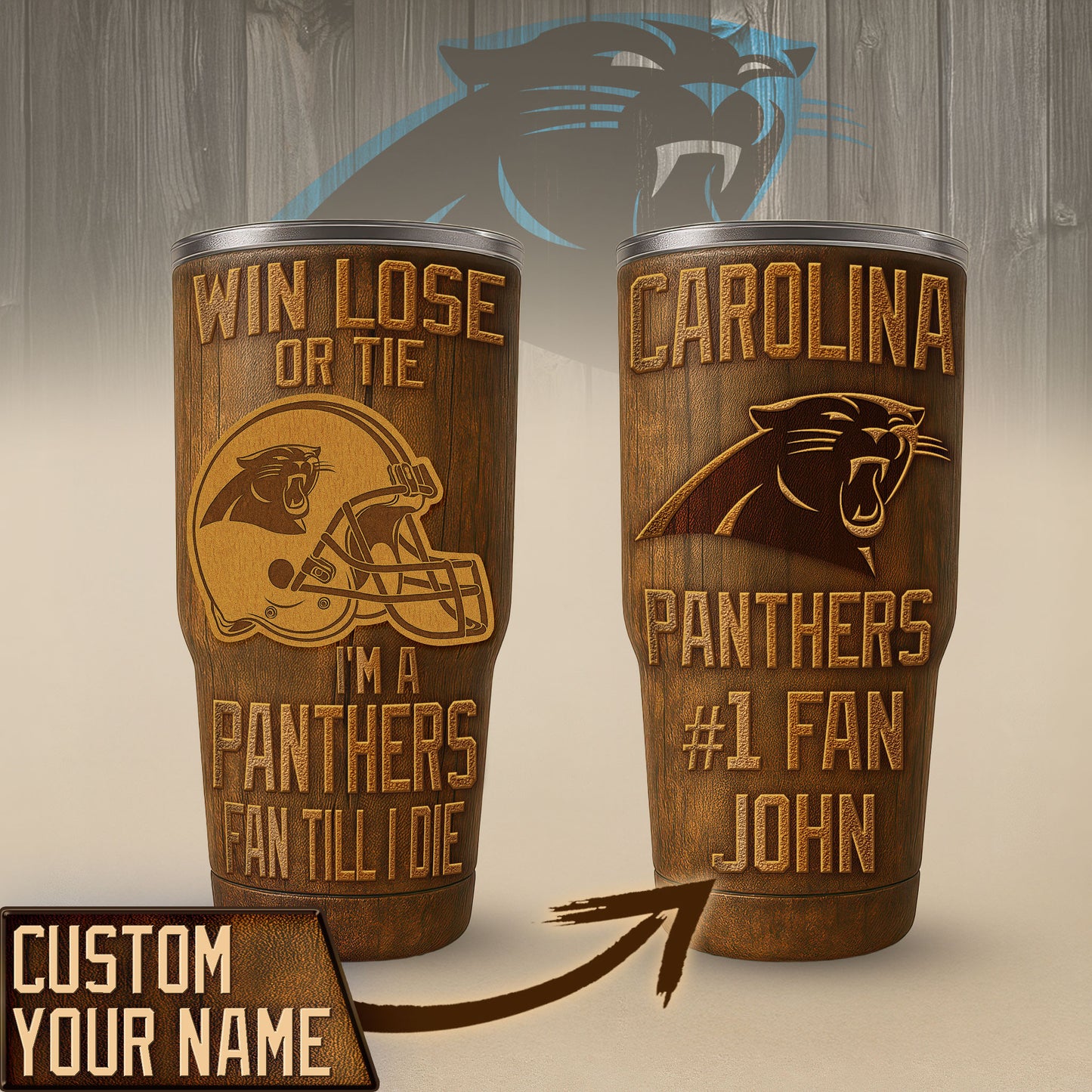 Carolina Panthers Premium Tumbler 30oz TD Gifts For Fans AZBTTB30OZ000009