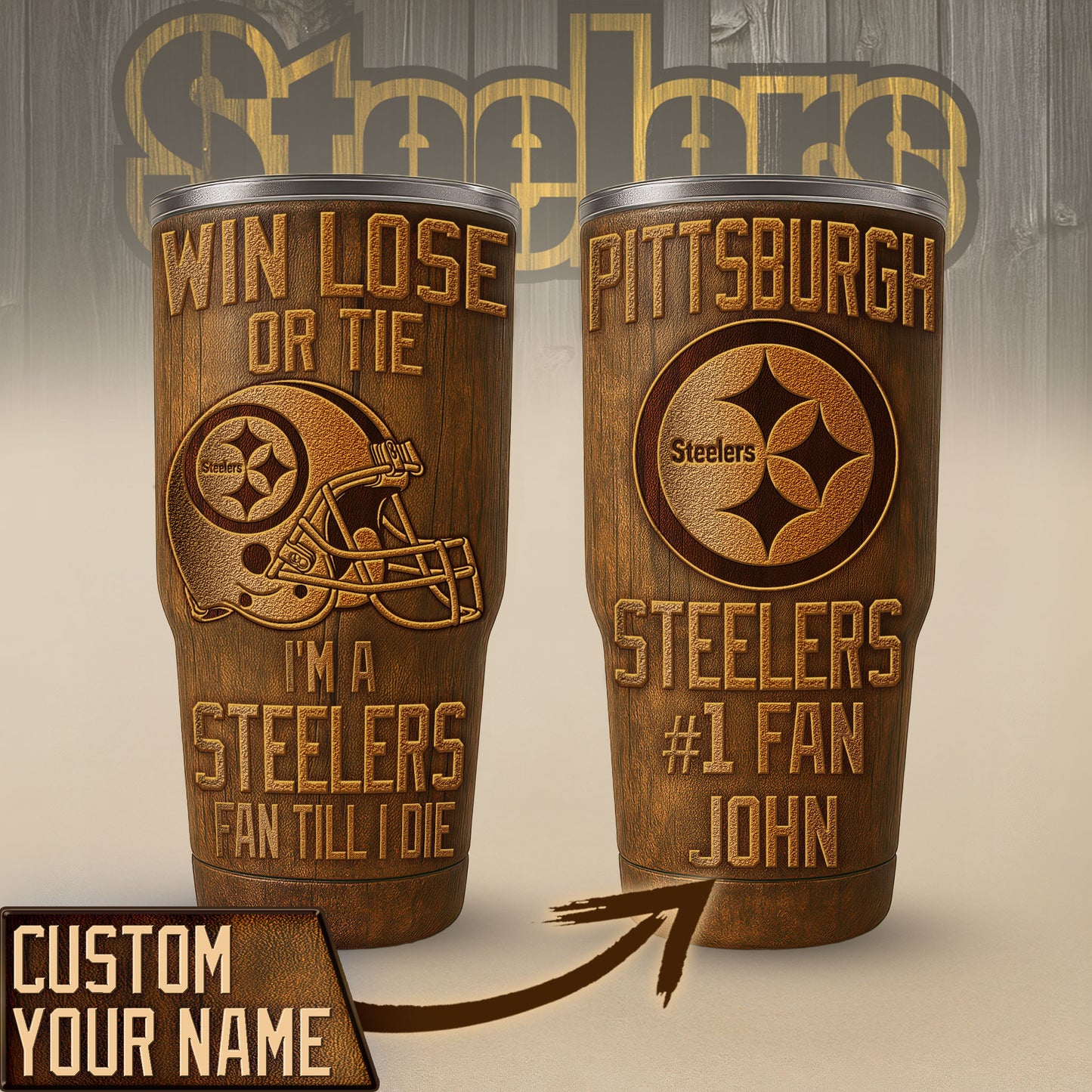 Pittsburgh Steelers Premium Tumbler 30oz TD Gifts For Fans AZBTTB30OZ000003