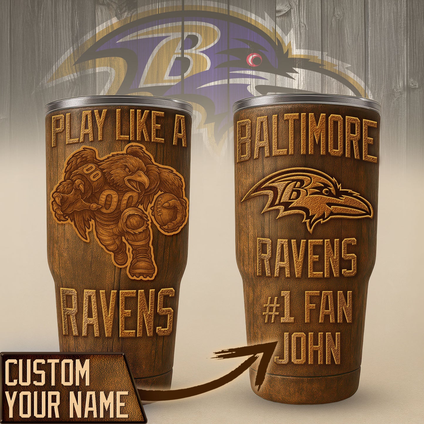 Baltimore Ravens Premium Tumbler 30oz TD Gifts For Fans AZBTTB30OZ000006