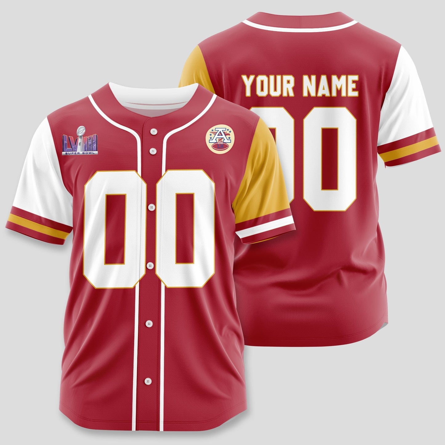 Kansas City Chiefs Classic Baseball Jersey Customize Your Name & Number AZEMBJS000055