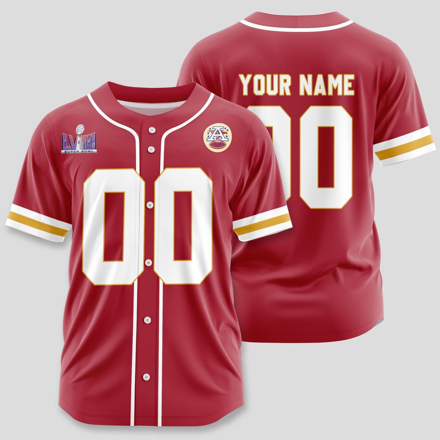 Kansas City Chiefs Classic Baseball Jersey Customize Your Name & Number AZEMBJS000058