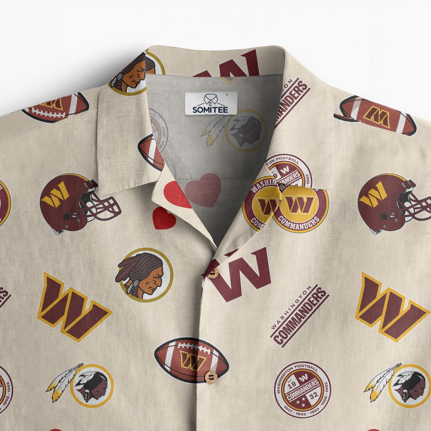 Washington Commanders Personalized Hawaiian Shirt 100% Cotton AZBTCHW000029