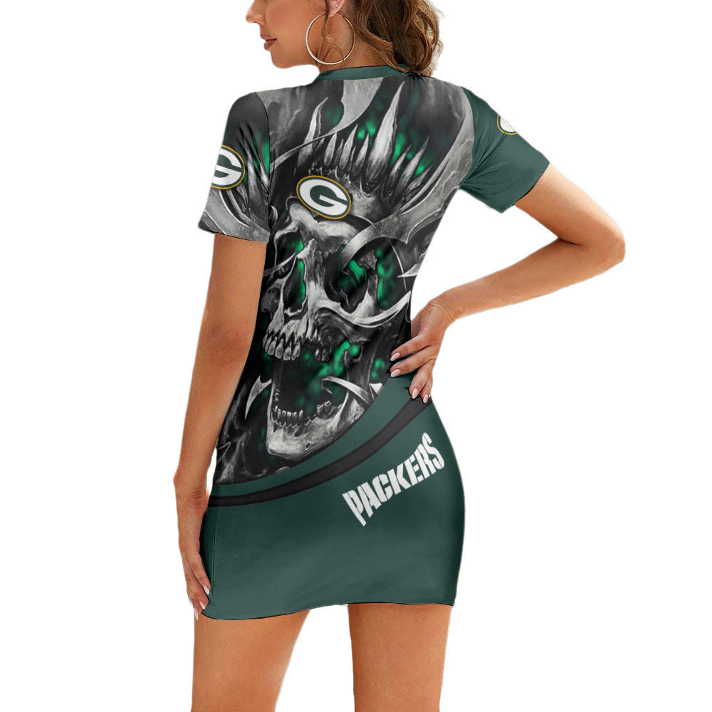 Green Bay Packers Casual Short Sleeve Bodycon Mini Dress BG17