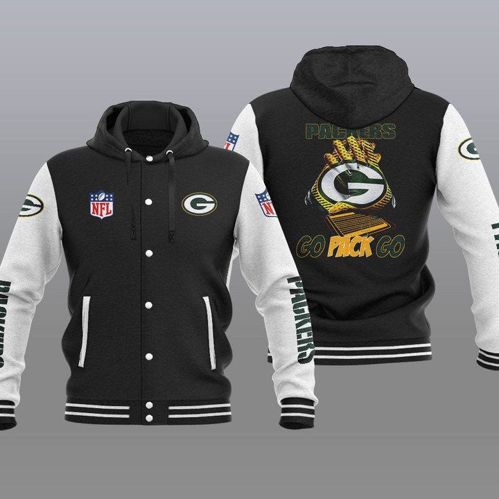 Green Bay Packers Hooded Button Jacket with Hood 15