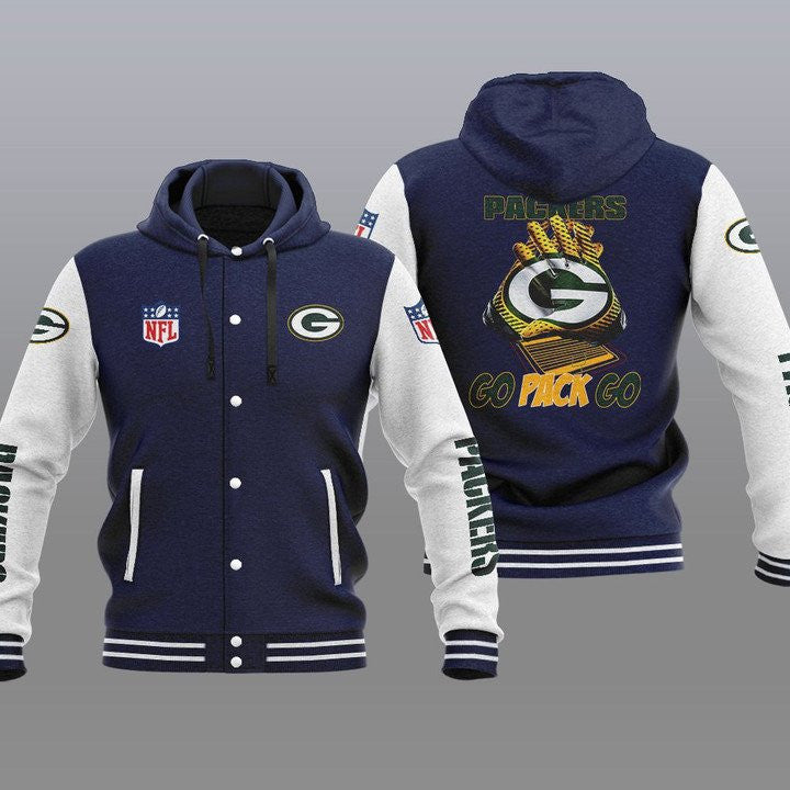 Green Bay Packers Hooded Button Jacket with Hood 15