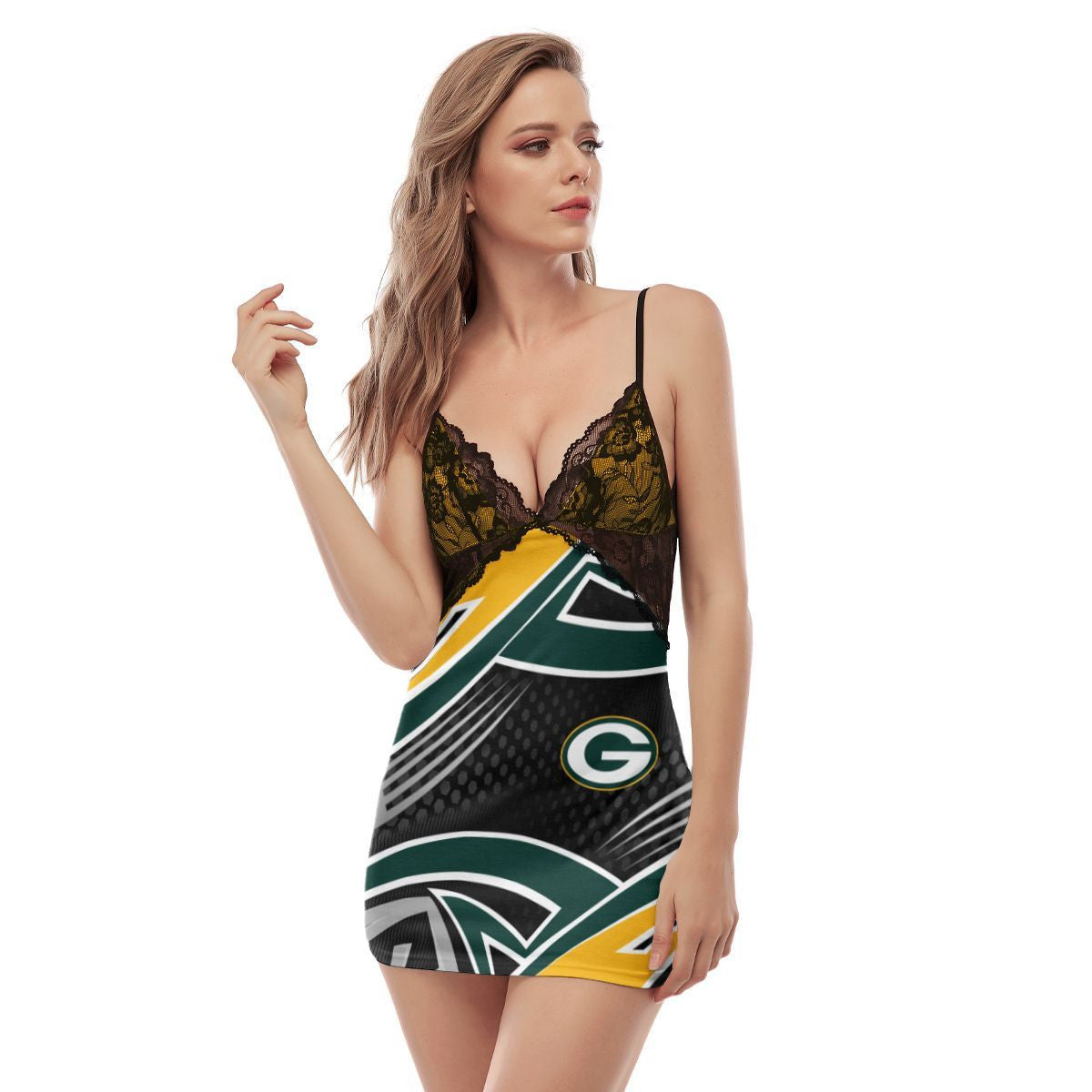 Green Bay Packers Lace Back Strap Slip Dress 301