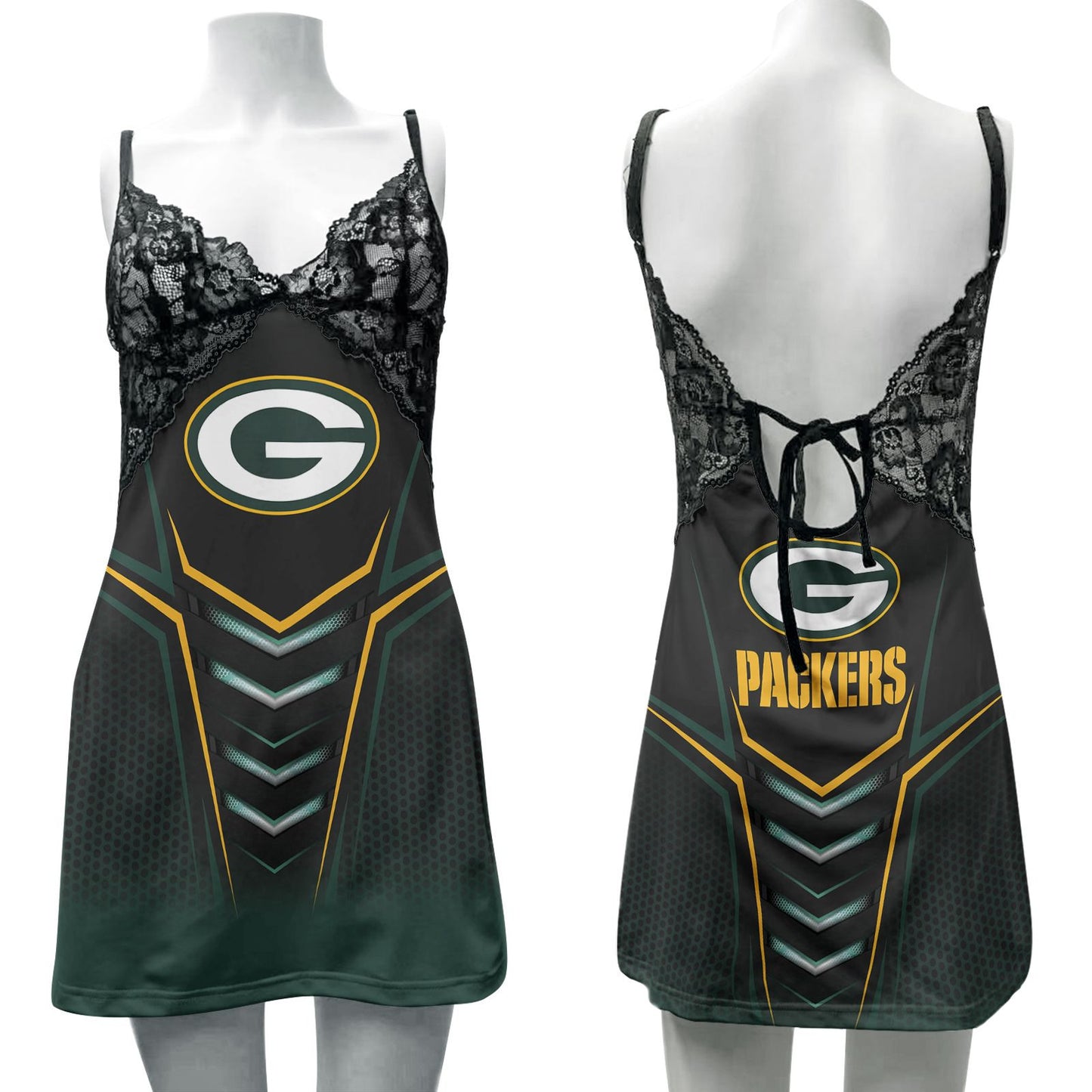 Green Bay Packers Lace Back Strap Slip Dress 315