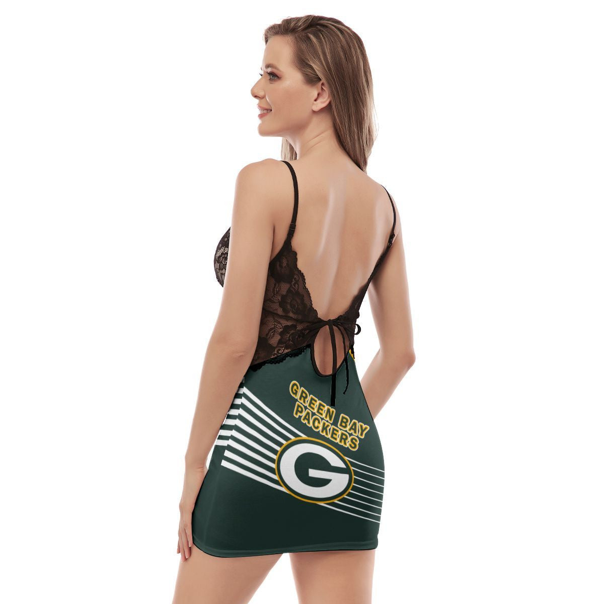 Green Bay Packers Lace Back Strap Slip Dress 350