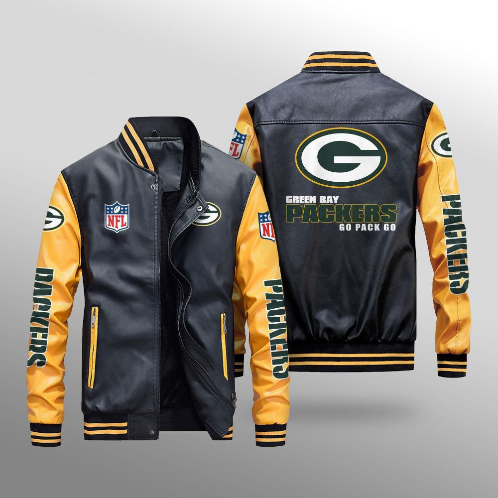 Green Bay Packers Leather Bomber Jacket BG24