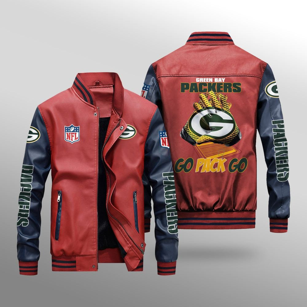Green Bay Packers Leather Bomber Jacket BG64