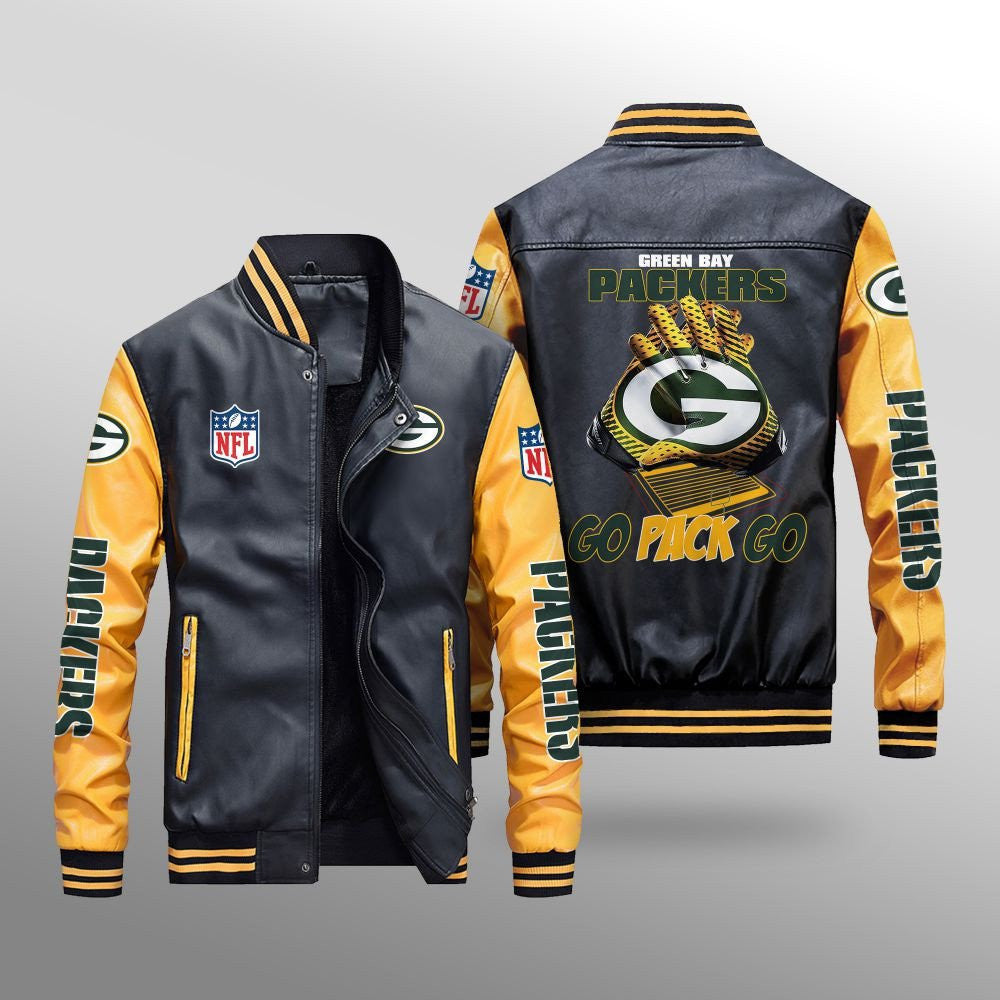 Green Bay Packers Leather Bomber Jacket BG64