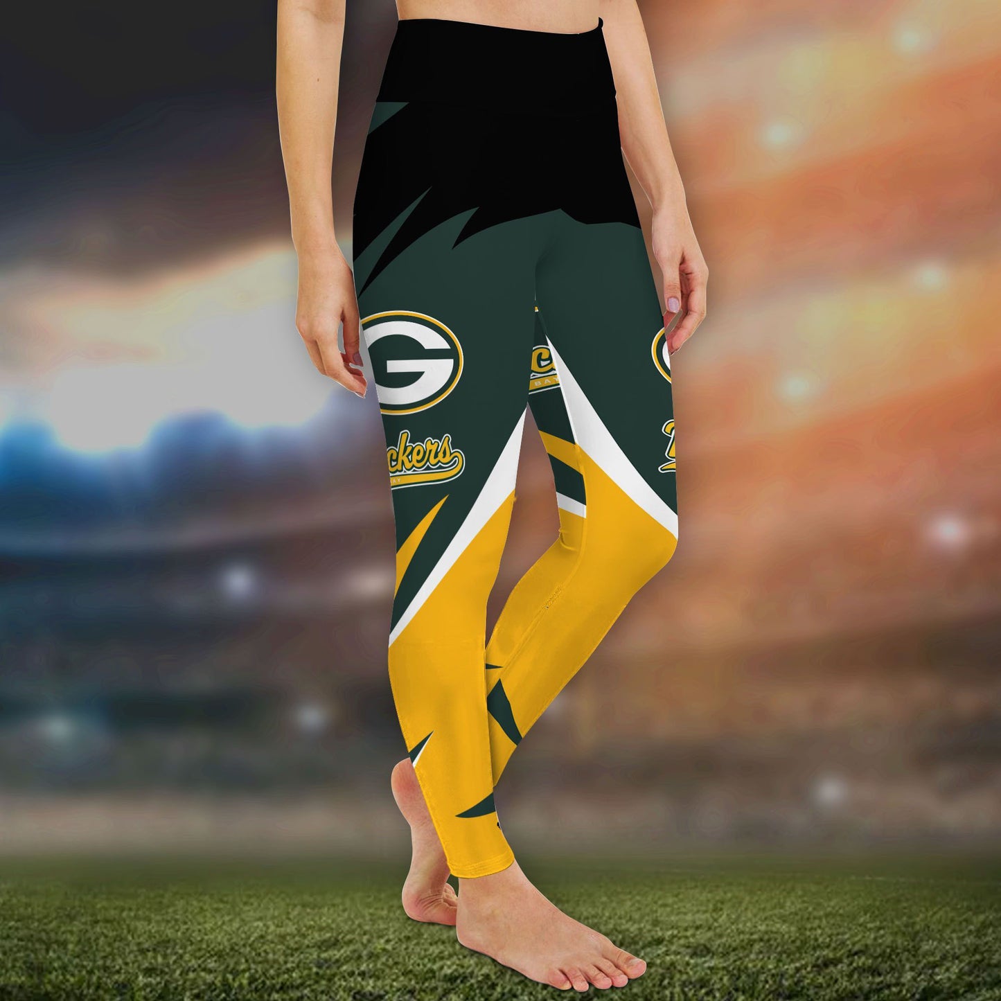 Green Bay Packers Leggings And Criss Cross Tank Top BG83