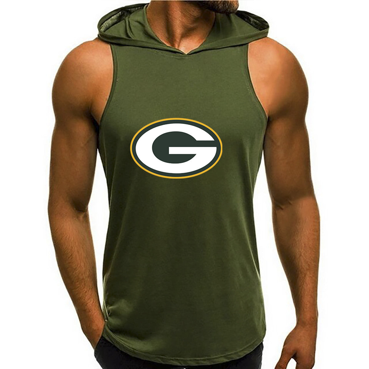 Green Bay Packers Man Gym-Sport Hoodie Vest BG06