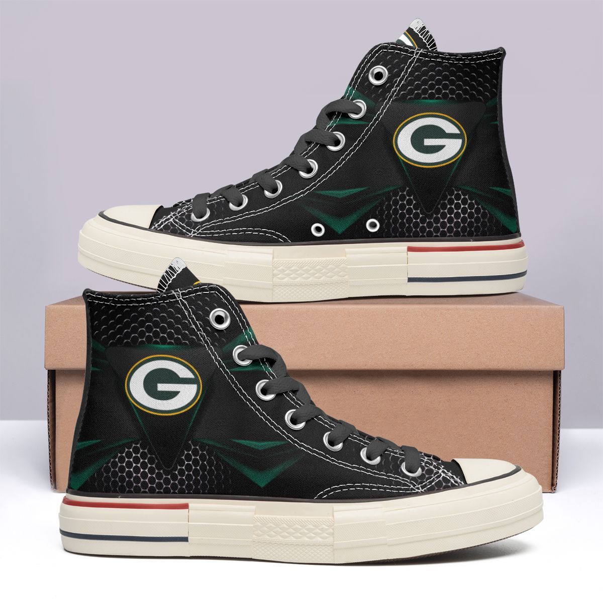 Green Bay Packers New High Top Canvas Shoes 70